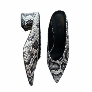 Vince Snake Skin Leather Mules